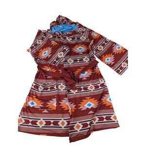 Plover Women/Mens Regular Beach/Bath Robe Hooded Robe Southwest Geometric Print